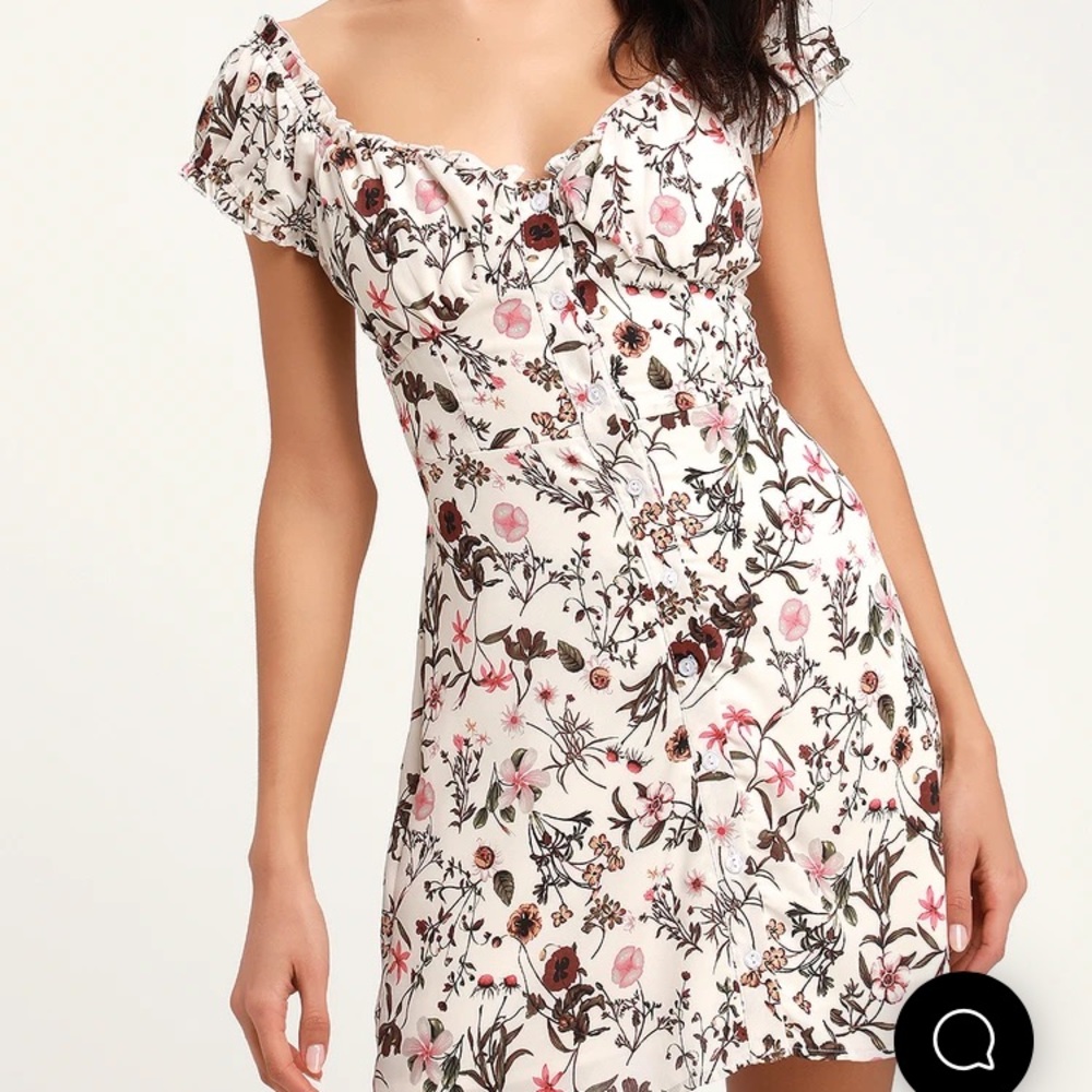 Sage White Floral Button-Front Dress